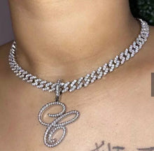 Load image into Gallery viewer, CZ Initial Letters With 9mm Iced Out Cuban Chain