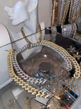 Load image into Gallery viewer, Custom Stainless Steel Name Pendant with12mm Rhinestone Alloy Cuban Chain Necklace