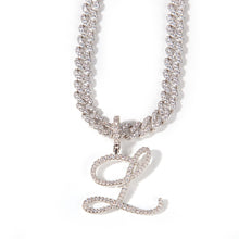 Load image into Gallery viewer, CZ Initial Letters With 9mm Iced Out Cuban Chain