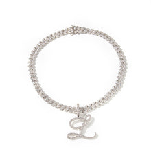 Load image into Gallery viewer, CZ Initial Letters With 9mm Iced Out Cuban Chain
